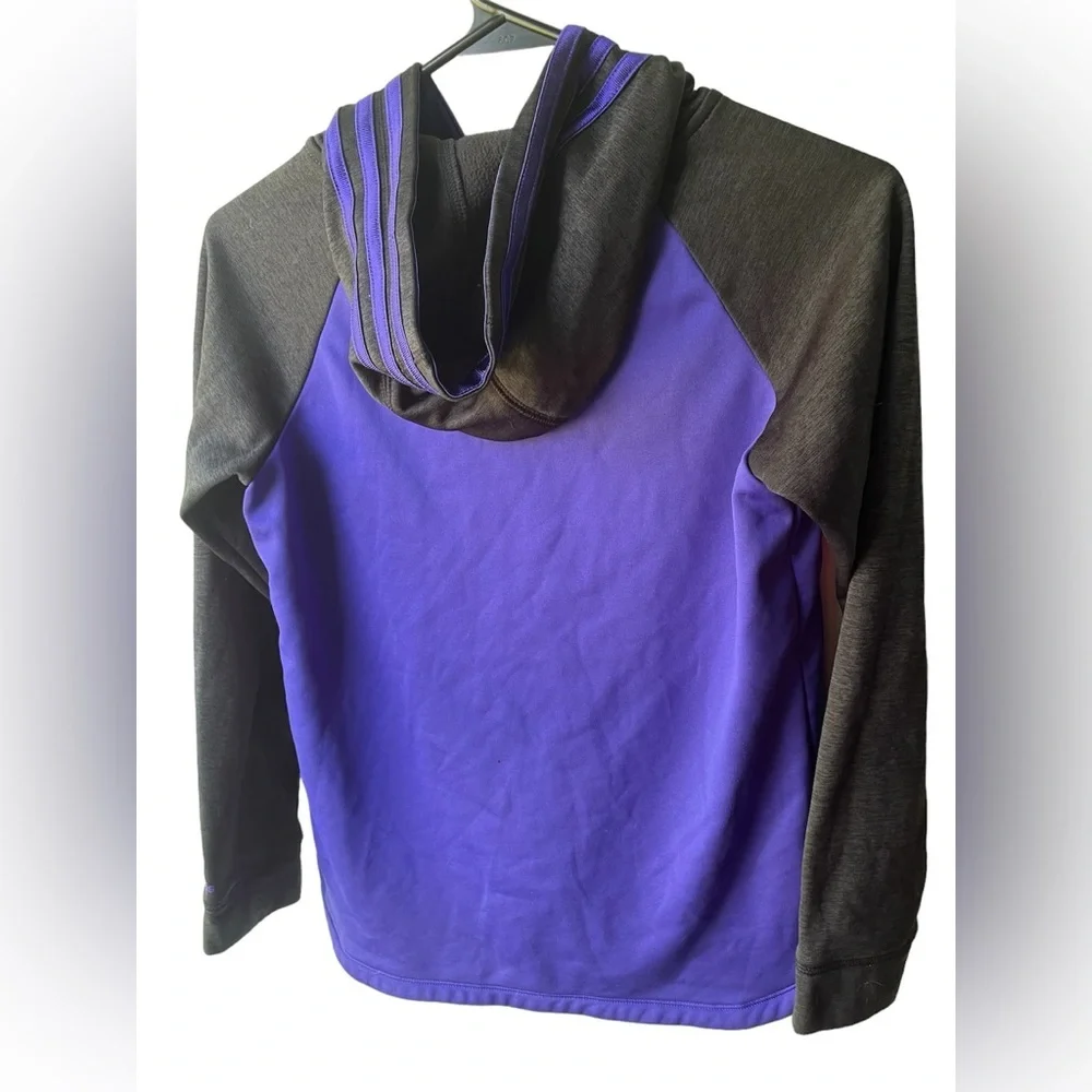 Adidas Youth 10–12 Full Zip Hoodie Jacket Purple Black Sleeves Iridescent Logo